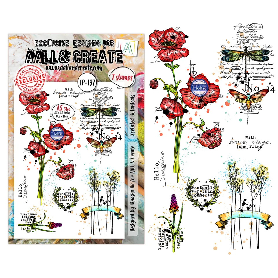 Aall and Create TP-197 Scripted Botanicals stempelsett A5