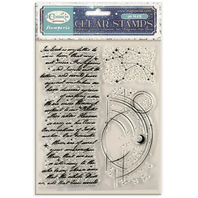 Stamperia Cosmos klarstempel galakse rommotiv