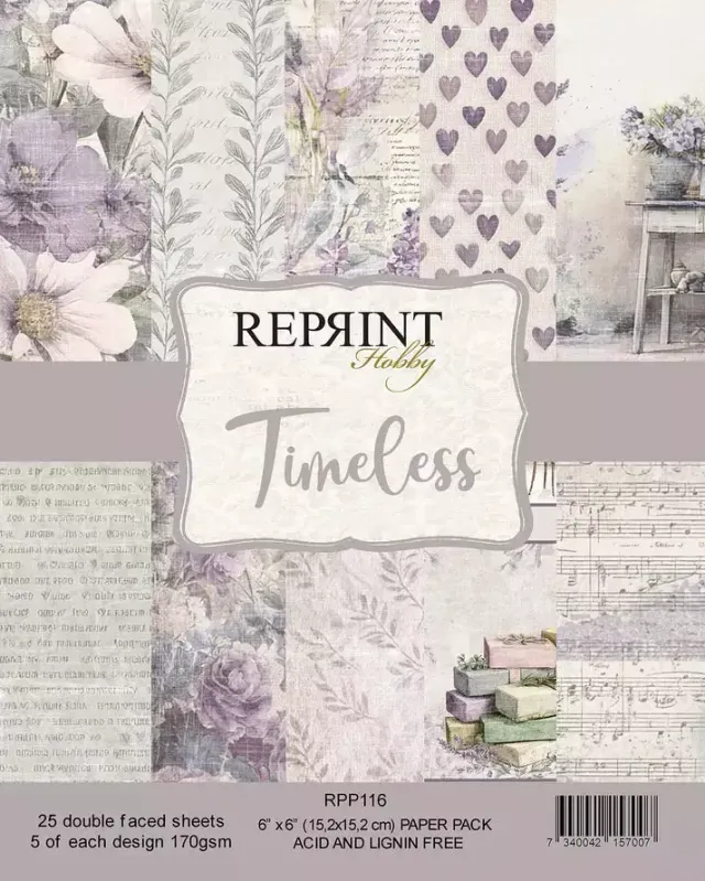 Reprint Timeless mønsterpapir 15x15 cm 6x6
