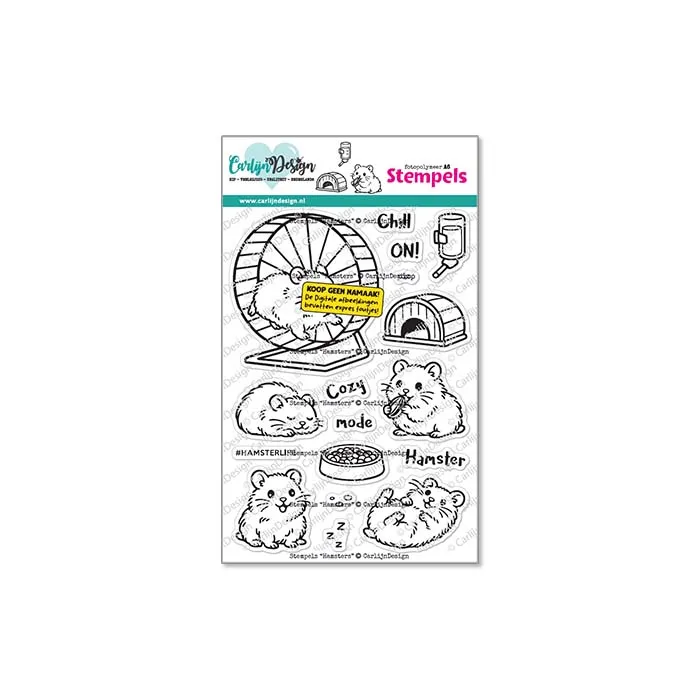 CarlijnDesign Hamsters CDST-0183 stempelsett A6 koselig