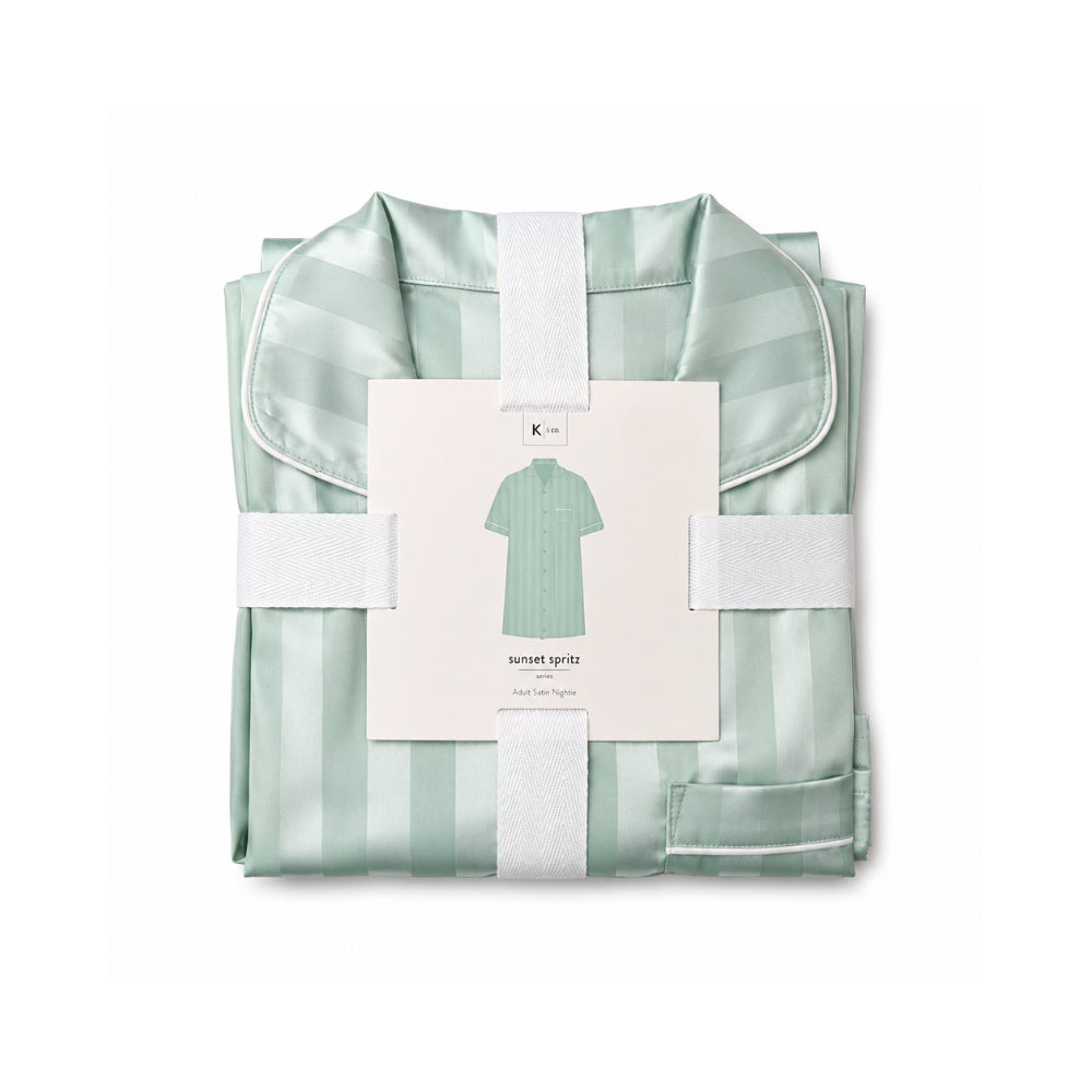 K&Co. Sunset Spritz Sage Stripe nattkjole sateng