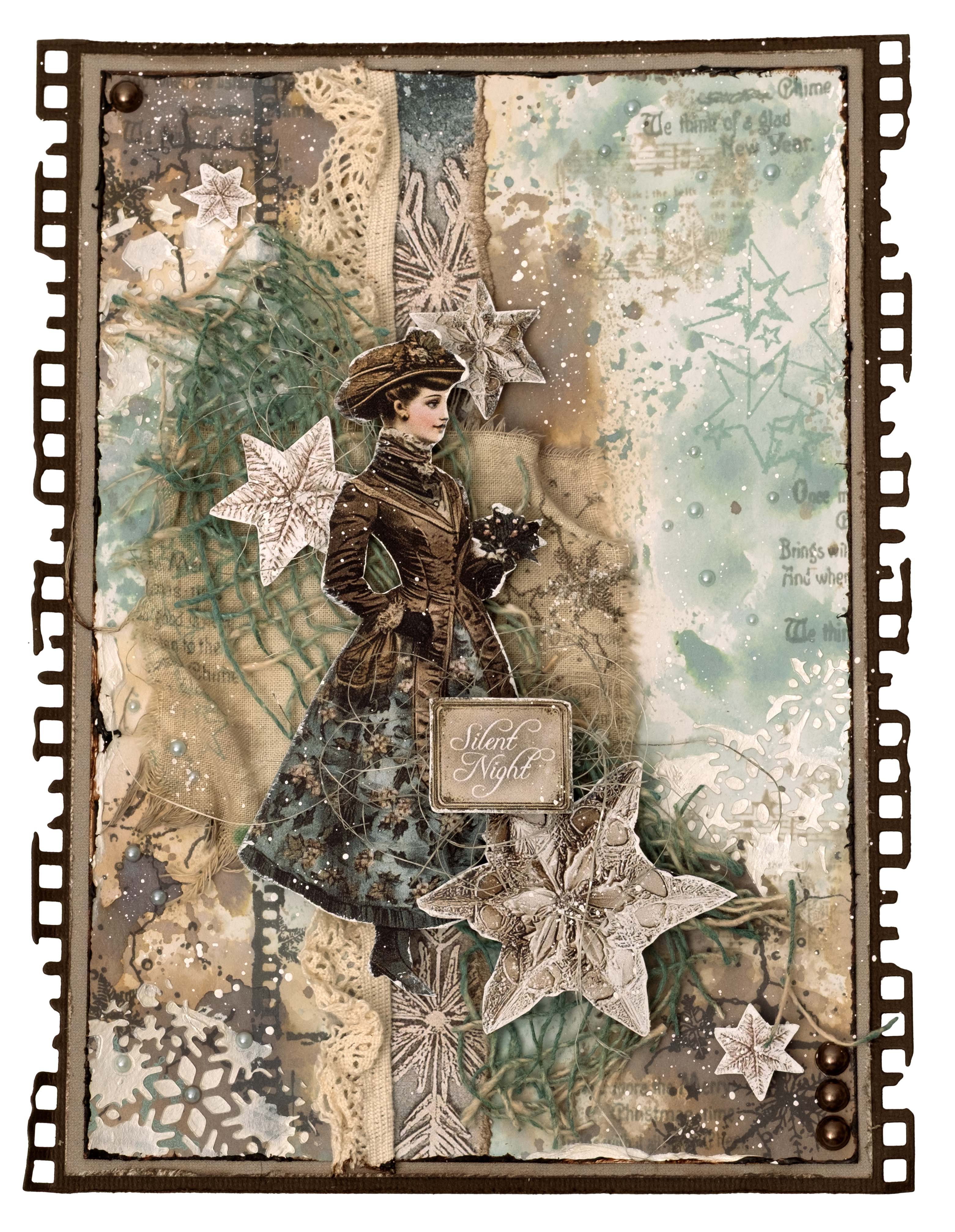 Studio Light Snowflake Pattern sjablong jul A5