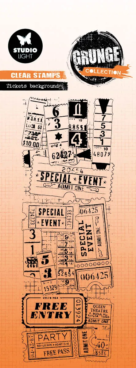 Studio Light Grunge Tickets background clear stempel billetter
