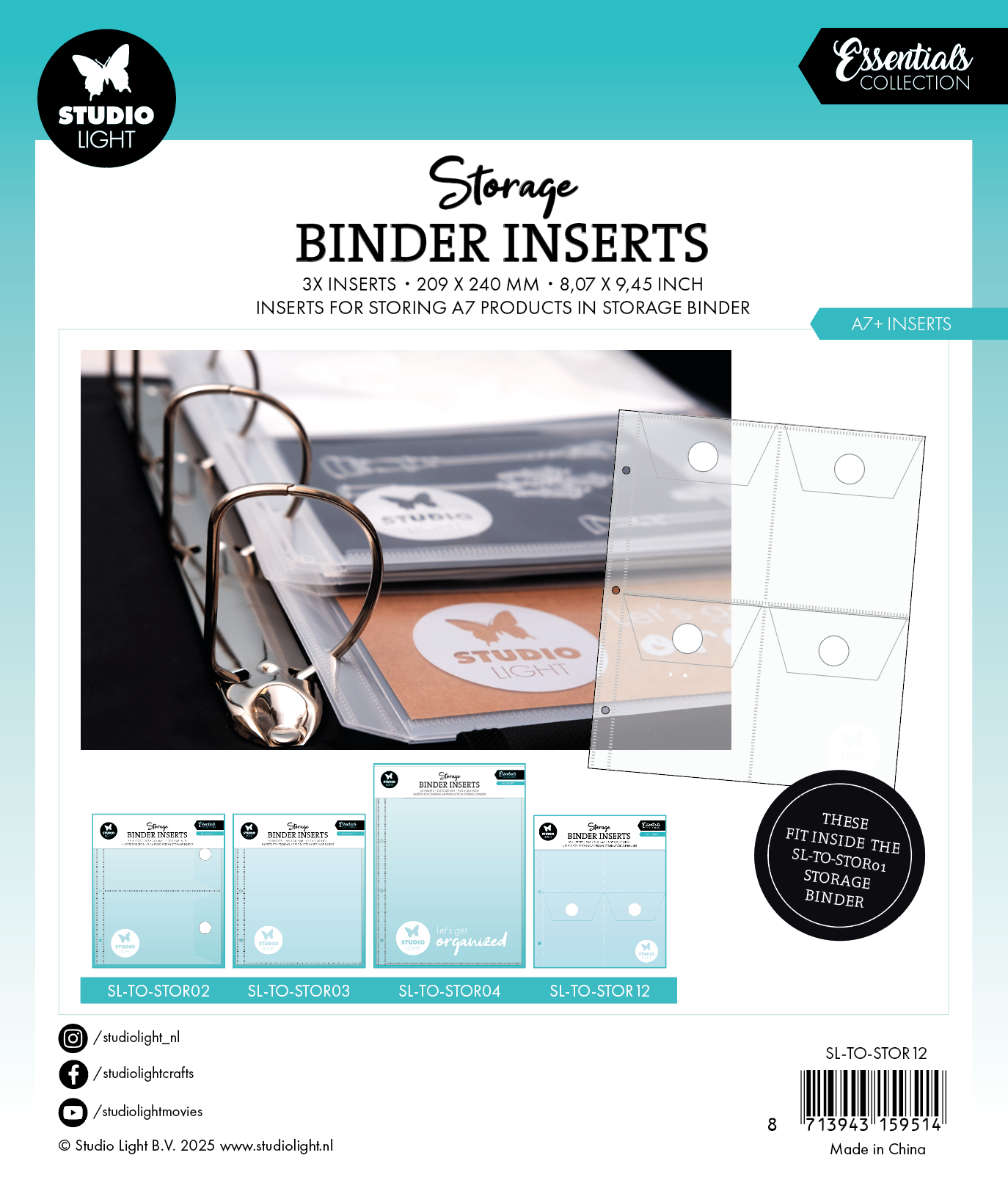 Studio Light Essentials Storage Insert A7+ 3-pakning
