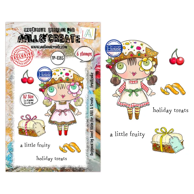AALL & Create TP-1385 Fruitcake stempelsett A7 jul Janet Klein