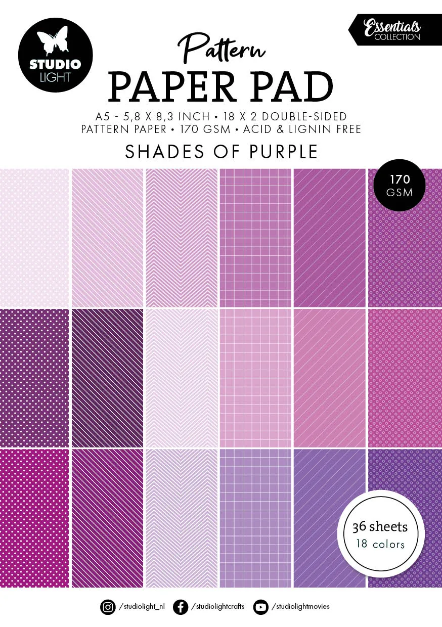 Studio Light Essentials Shades of Purple papirblokk 36 ark