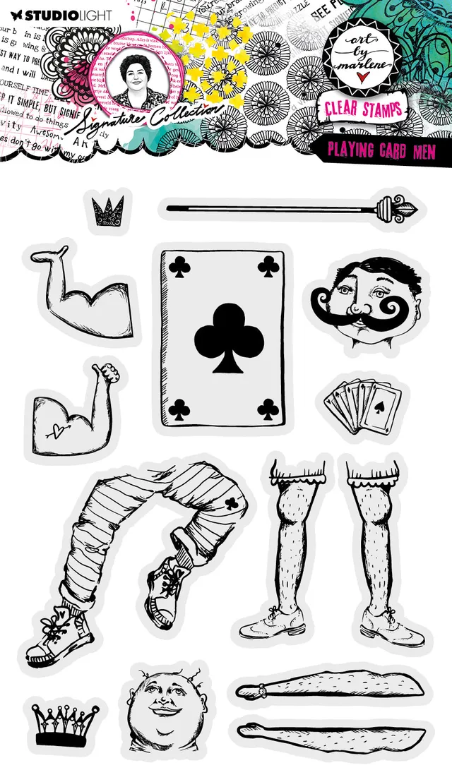 Art by Marlene Signature clear stamp Playing card men