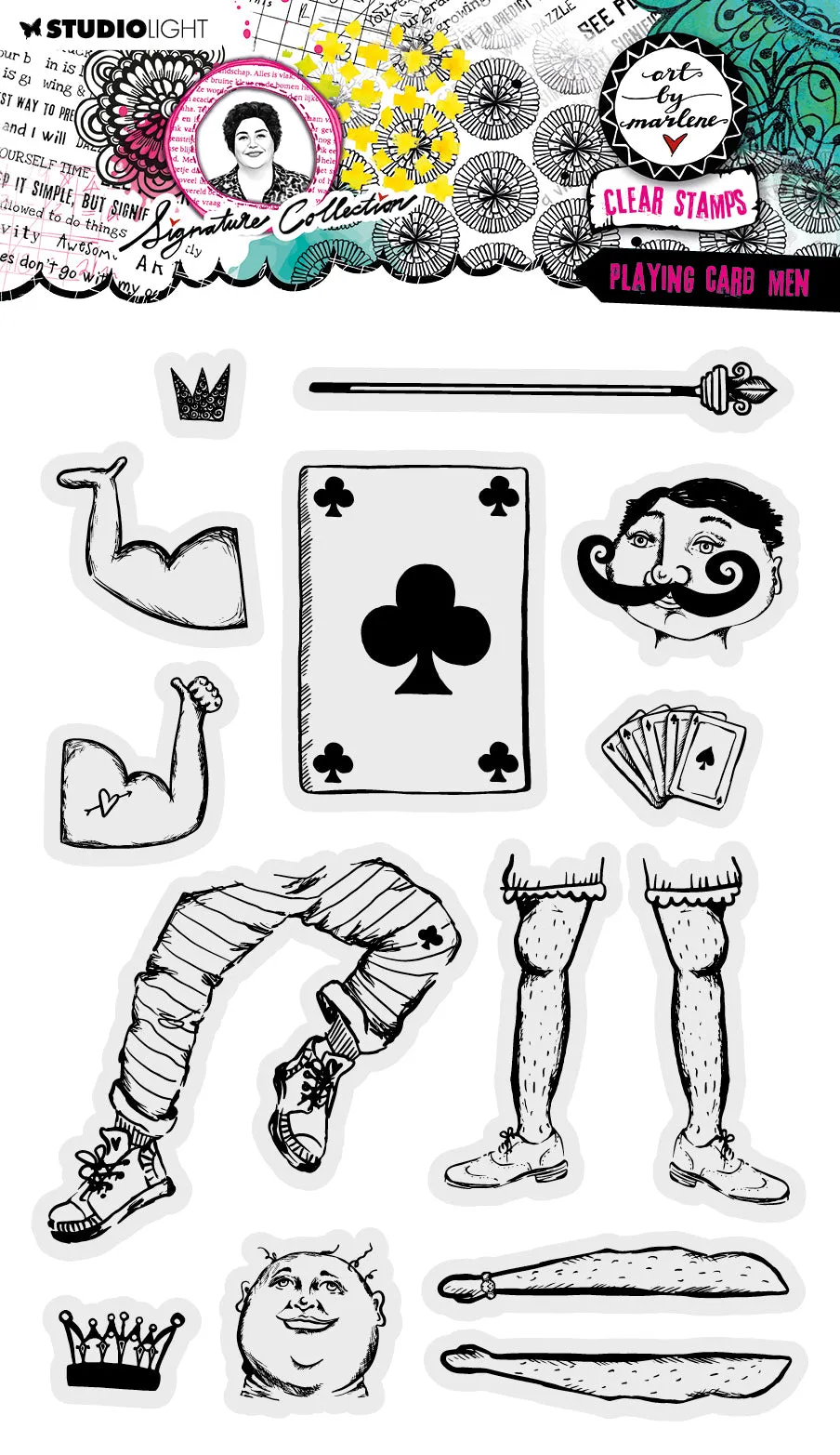 Art by Marlene Signature clear stamp Playing card men