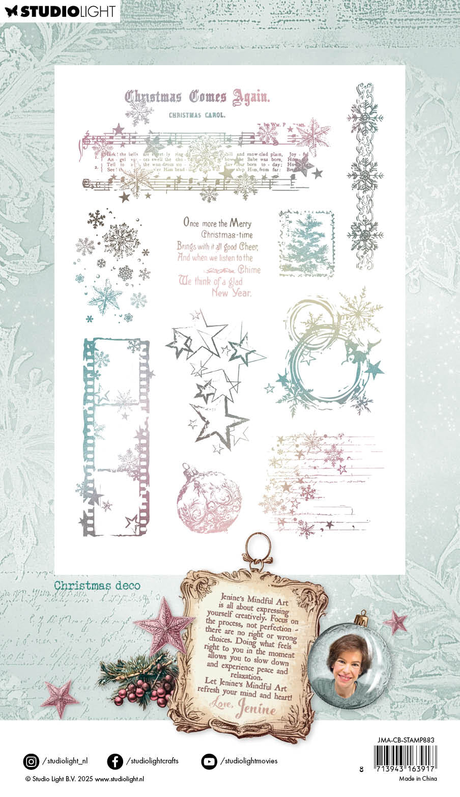 Jenine's Mindful Art Christmas Blush clear stempel Christmas deco