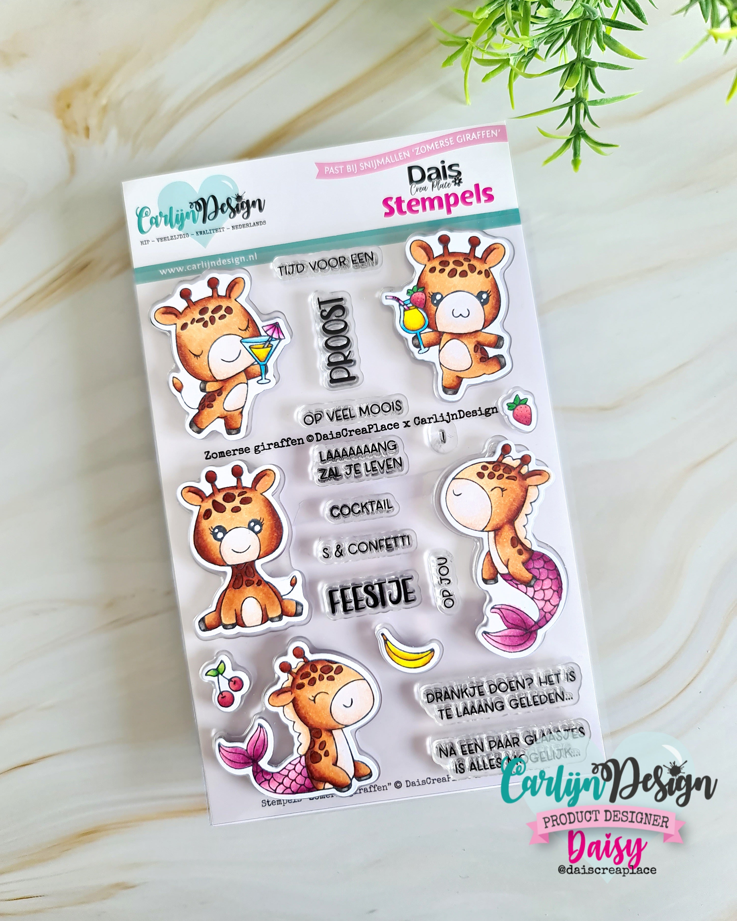 CarlijnDesign Zomerse Giraffen CDST-0146 stempelsett A6 sommer