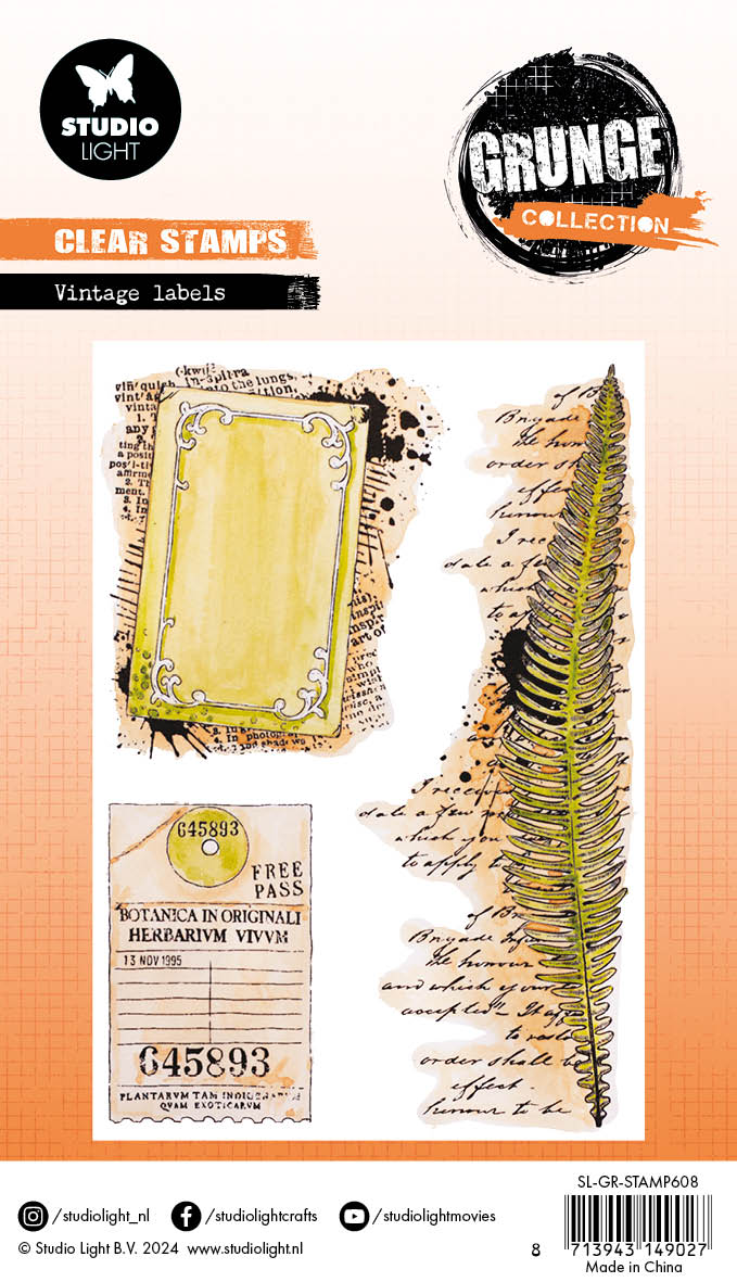 Studio Light Grunge Vintage Labels stempel 94x136 mm