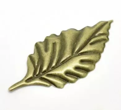 Korthobby Bronse blad stort metallpynt bronse