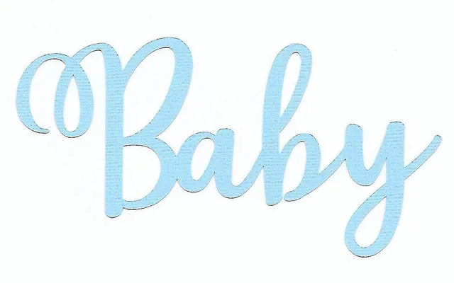 Papirglede Baby die-cut ord lyseblå 14 cm