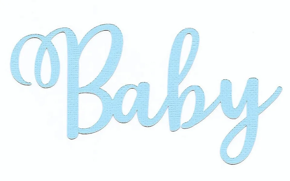 Papirglede Baby die-cut ord lyseblå 14 cm