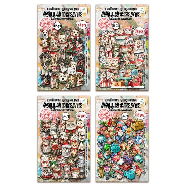 AALL & Create Merry Pets ephemera bundle dieskutt 4 pakker