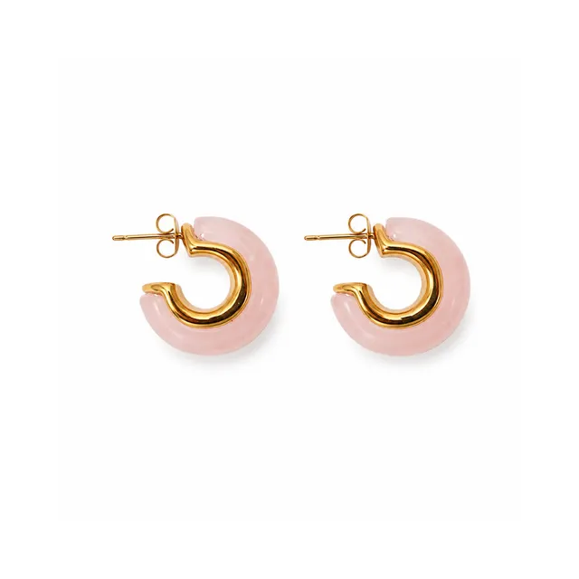 K&Co Sunset Spritz Rose Quartz øredobber resin