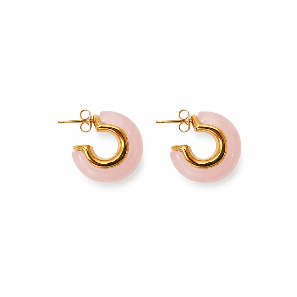 K&Co Sunset Spritz Rose Quartz øredobber resin