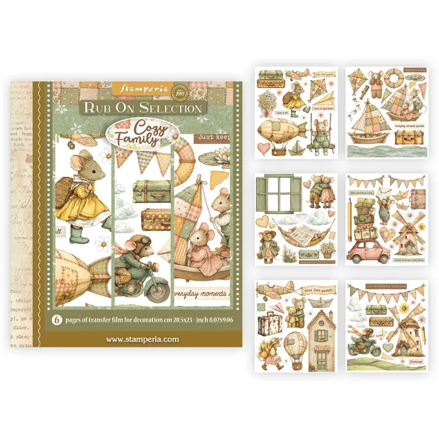 Stamperia CozyFamily rub-on 20,5x23cm 6-pakning kos