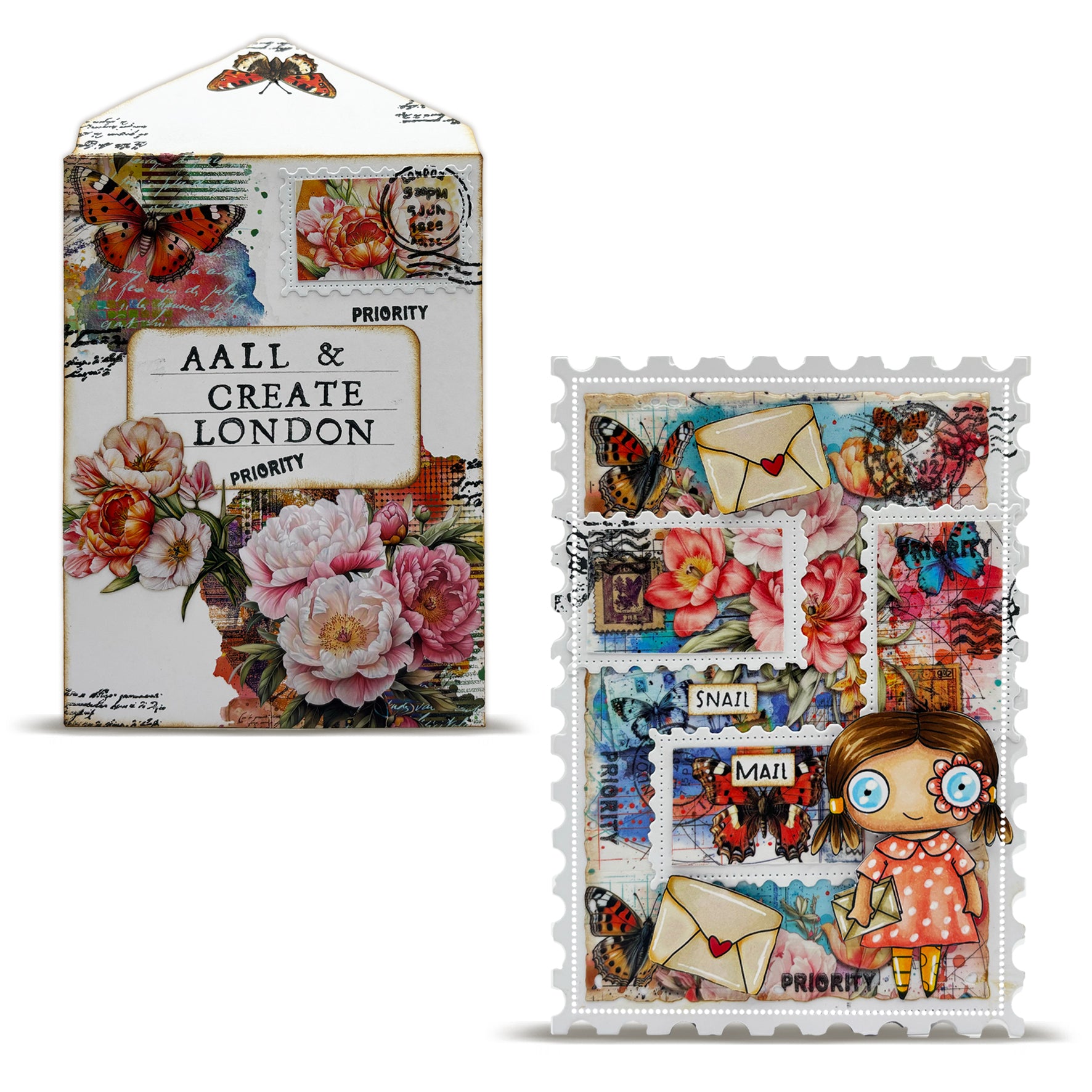 Aall and Create MT-144 Peonies Airmail washi tape 25mm 10m