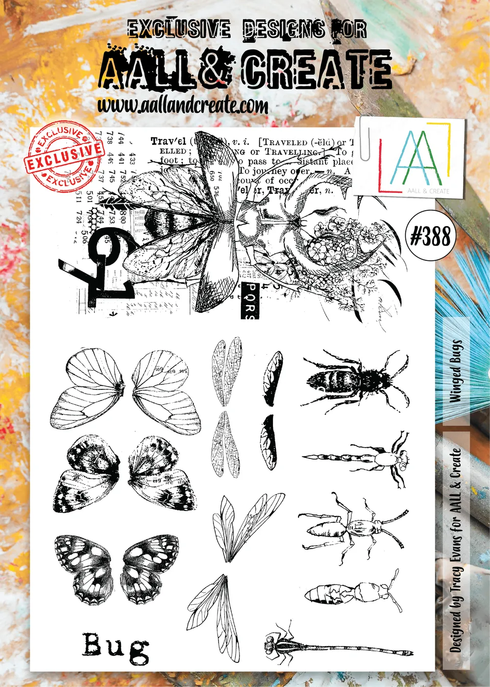 AALL & Create #388 stempelsett A4 Winged Bugs klar