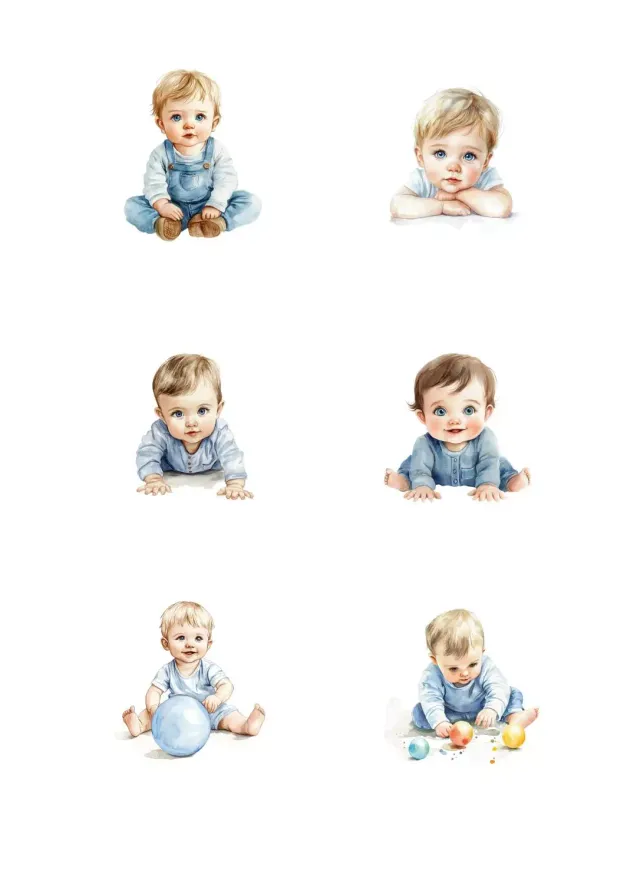 Reprint Baby Boy klippark A4 guttemotiv