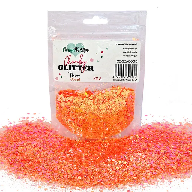 CarlijnDesign CDGL-0085 chunky glitter neonkorall 20 g