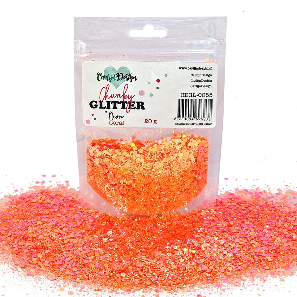 CarlijnDesign CDGL-0085 chunky glitter neonkorall 20 g