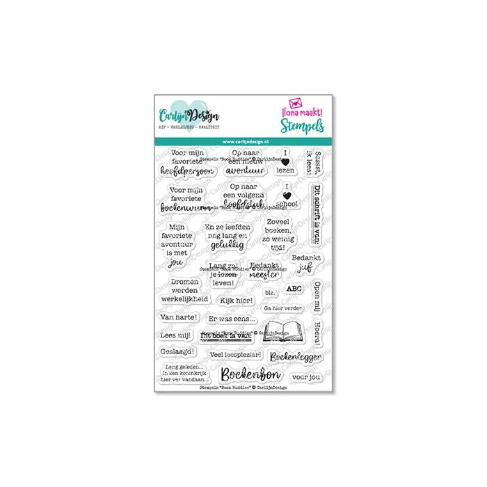 CarlijnDesign CDST-0133 stempelsett Book Buddies bok