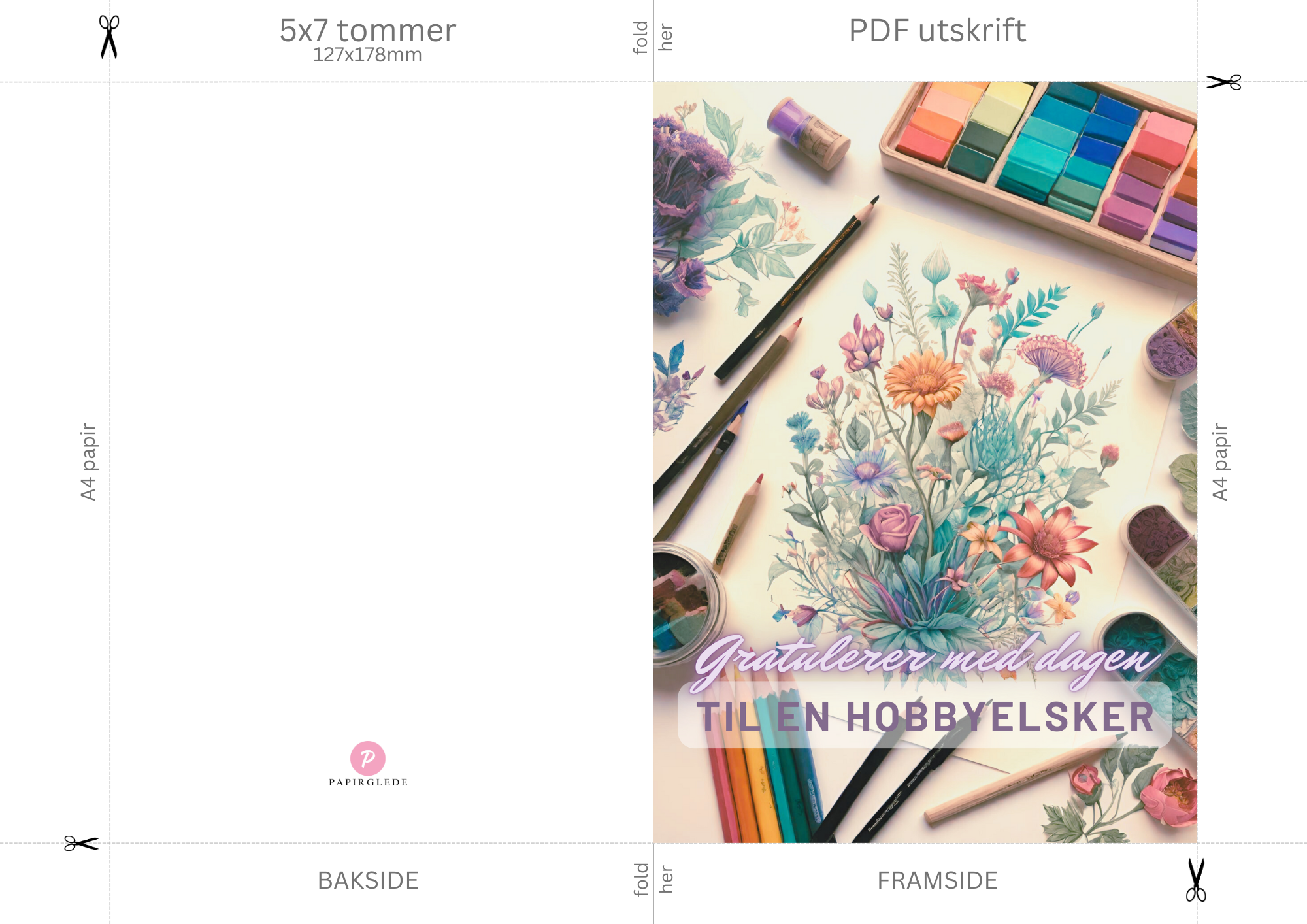Papirglede Gratulerer med dagen til en hobbyelsker kort PDF