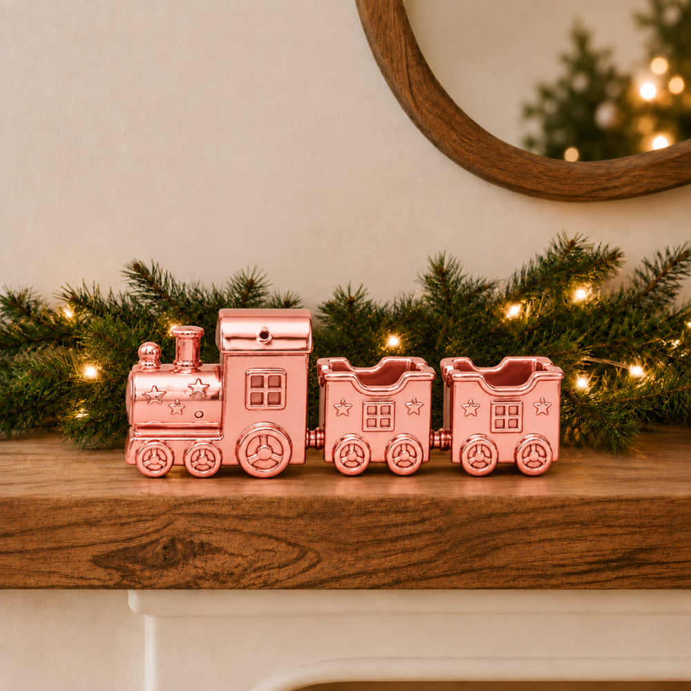 Holly Days Christmas Alloy Train julepynt tog rosa