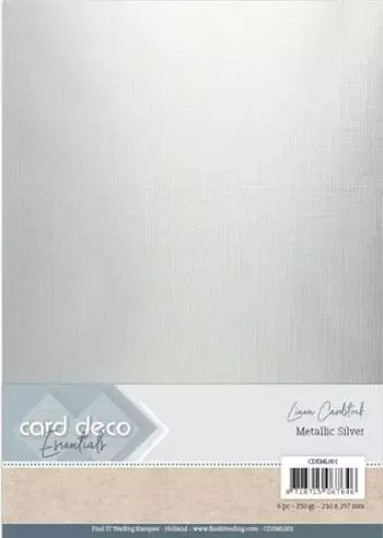 Korthobby Metallic Linen kartong A4 sølv metallglans