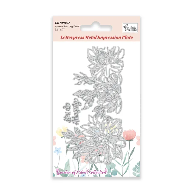 Couture Creations GoLetterPress 7 You are Amazing Floral pregeplate