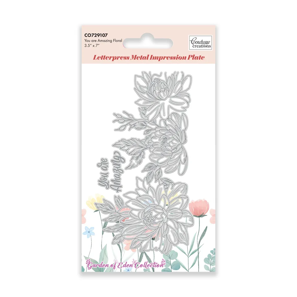 Couture Creations GoLetterPress 7 You are Amazing Floral pregeplate