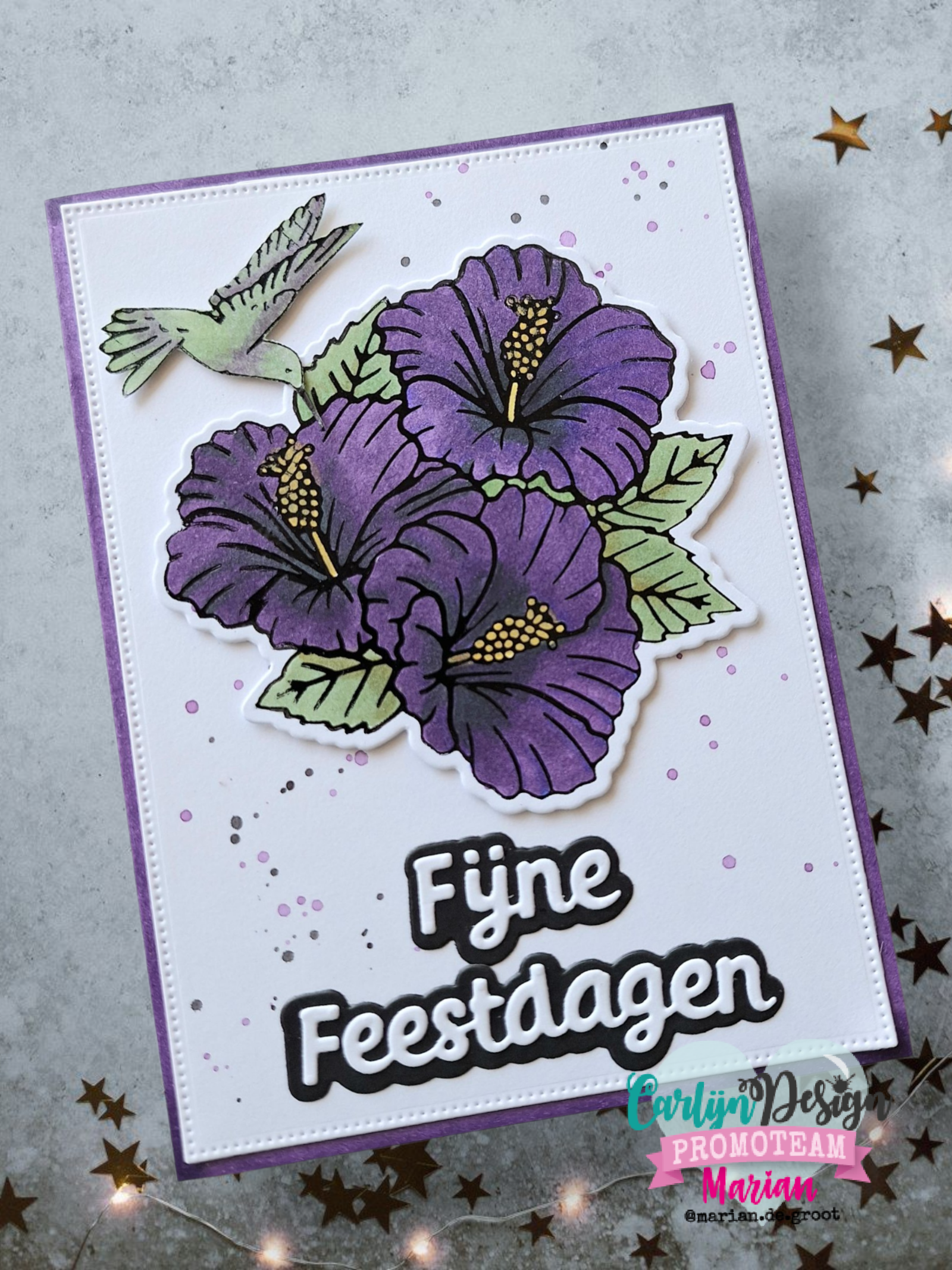 CarlijnDesign CDHF-0081 hotfoil Hibiscus kolibri 8,5 cm