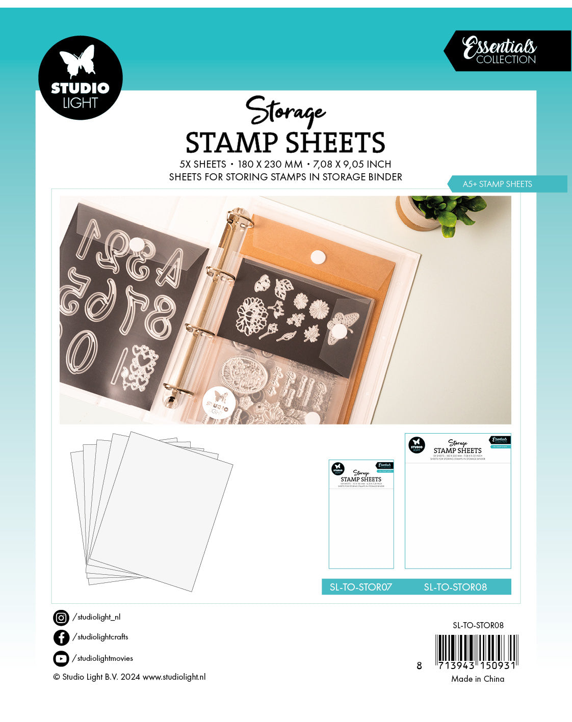 Studio Light Essentials Storage stempelark A5+ 5 stk klar