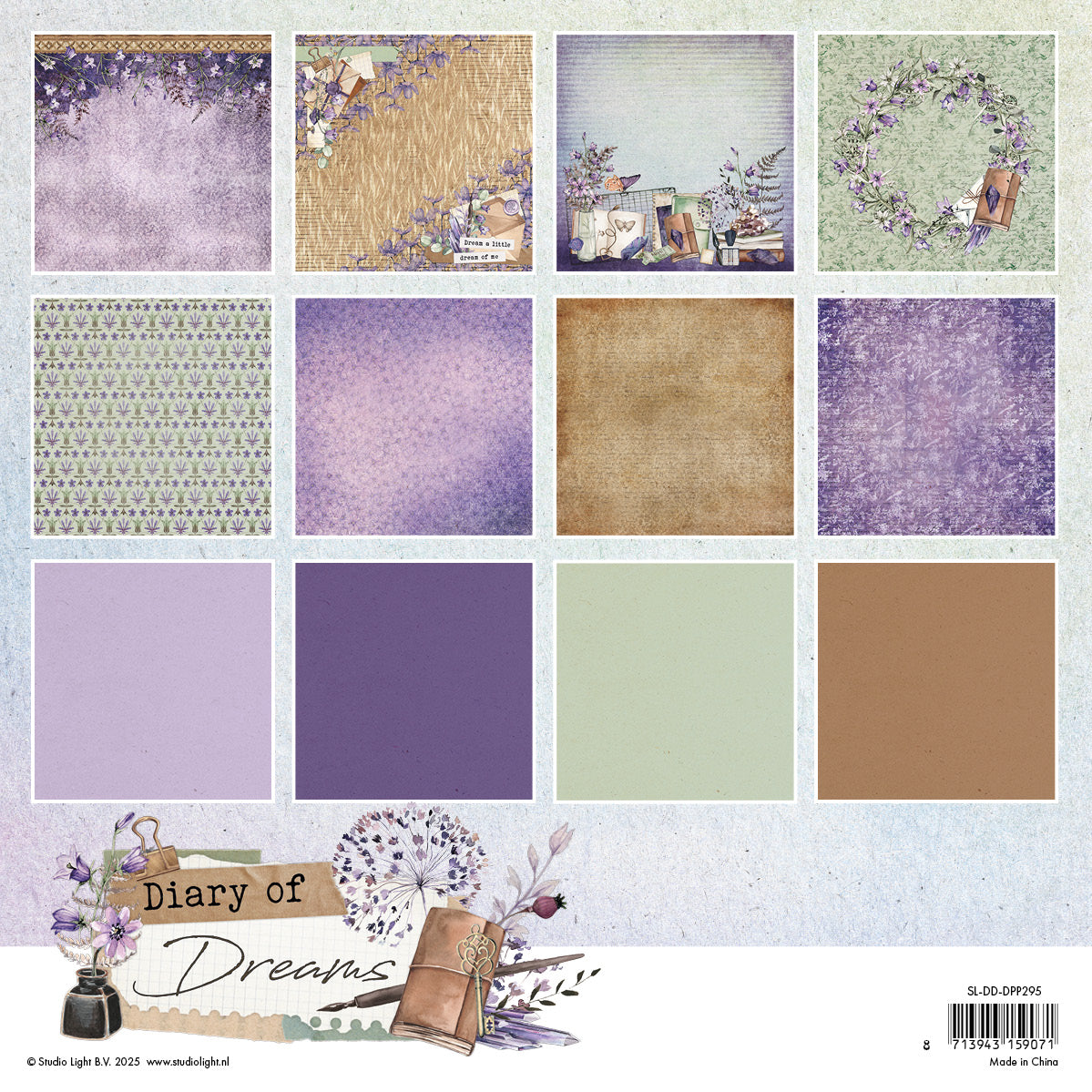 Studio Light Diary of Dreams Background mønsterpapir 8x8