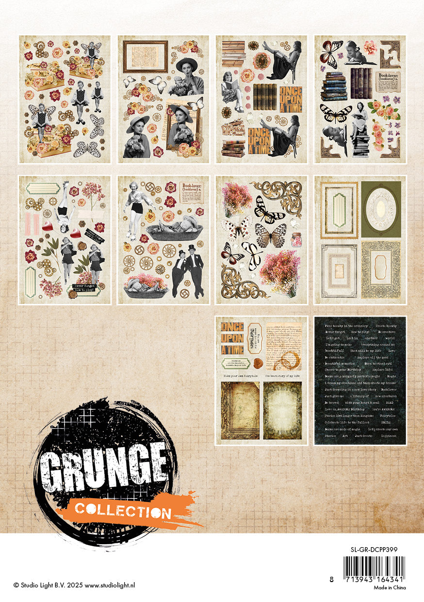 Studio Light Grunge Vintage Flowers dieskutt papir 20 ark