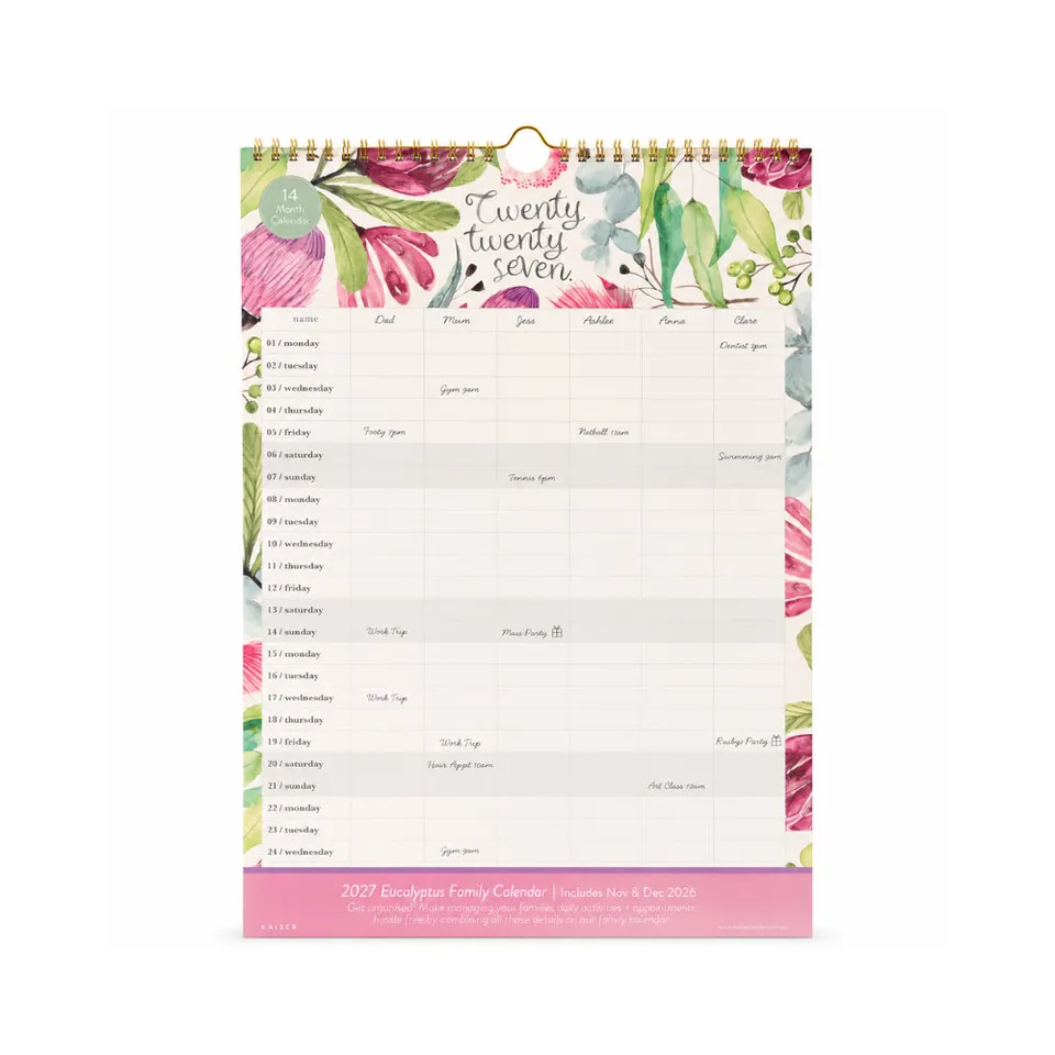 KaiserCraft Eucalyptus familiekalender 2027 14 mnd