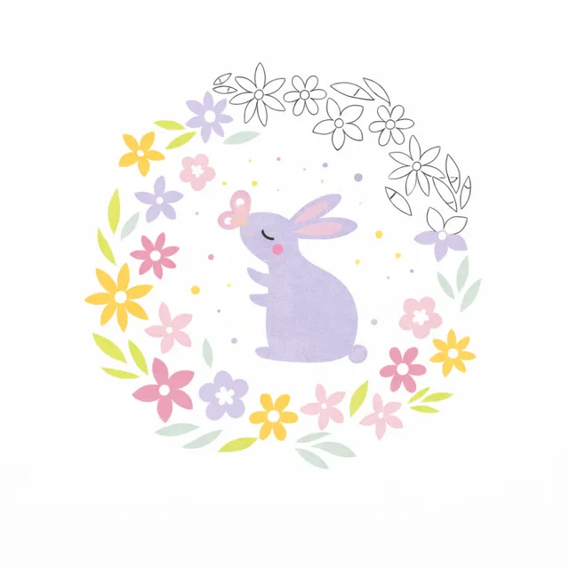 KaiserCraft Bunny Wreath mal etter tall lerret 25x25