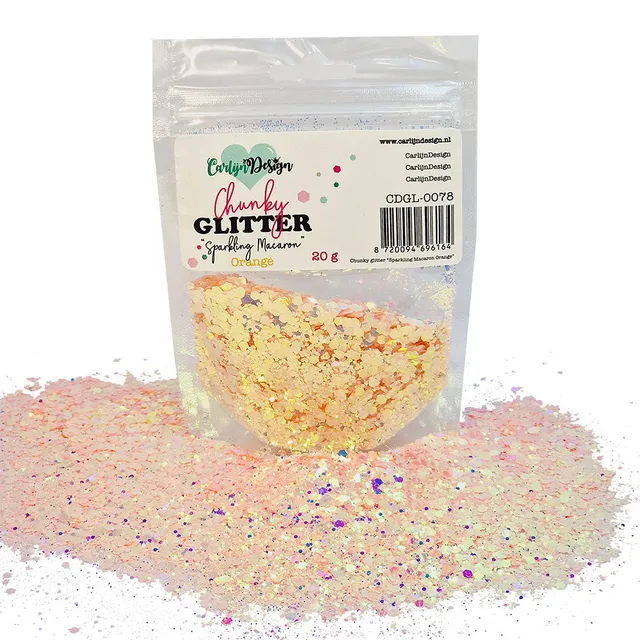 CarlijnDesign CDGL-0078 chunky glitter 20 g oransje pastel