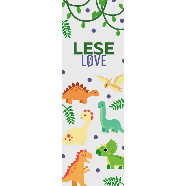 Papirglede Bokmerke dinosaurer 4 Leseløve laminert