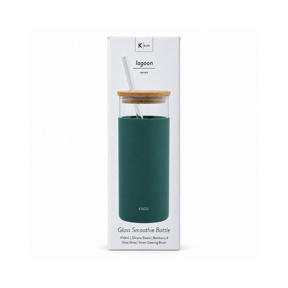 K&Co. Lagoon smoothieflaske glass deep sage 450 ml