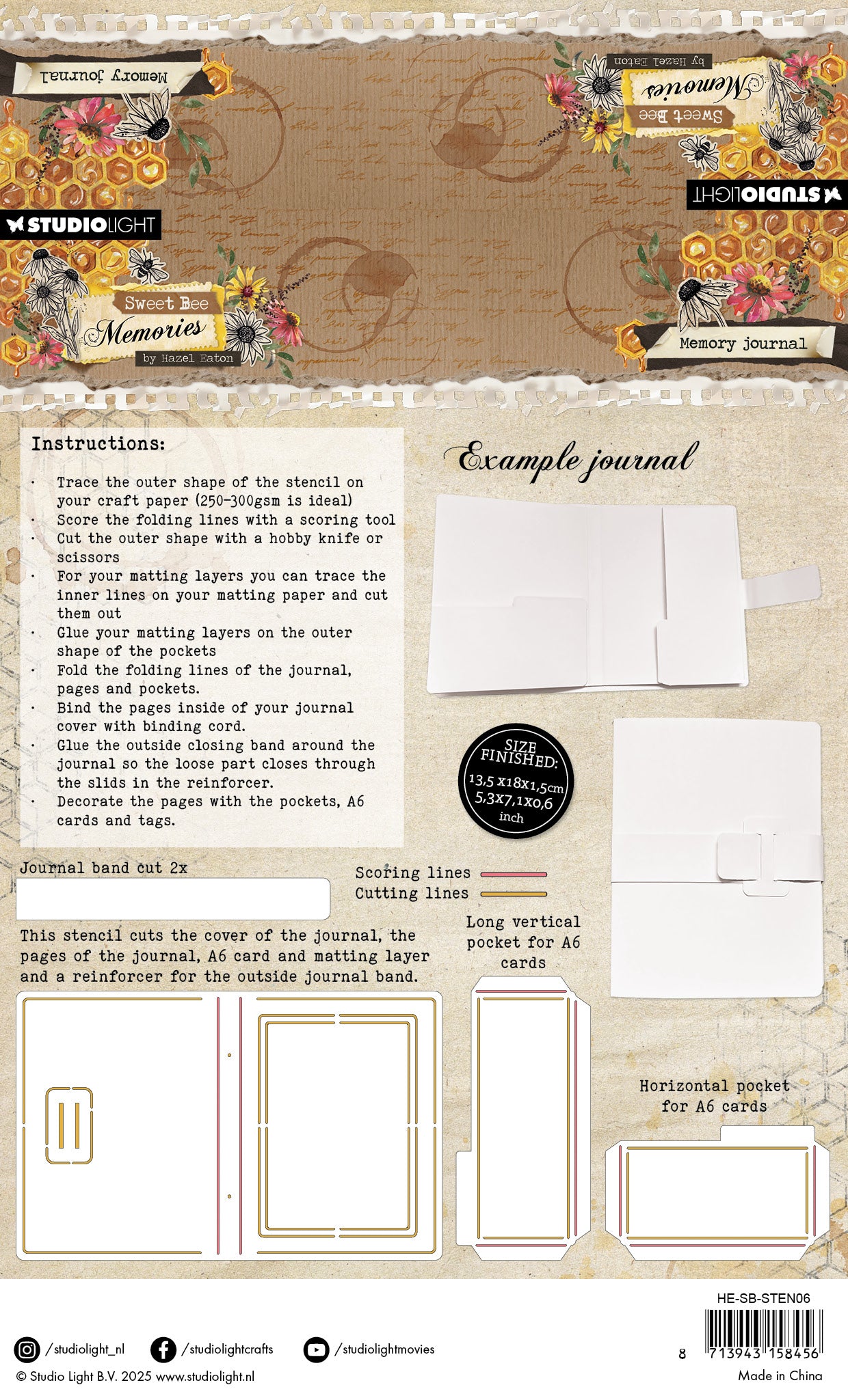 Hazel Eaton Sweet Bee Memories Memory Journal sjablong stor