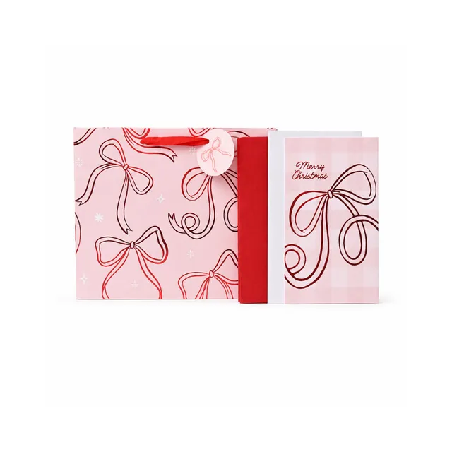 KaiserCraft Christmas Pretty Bows gavepose medium sett med kort