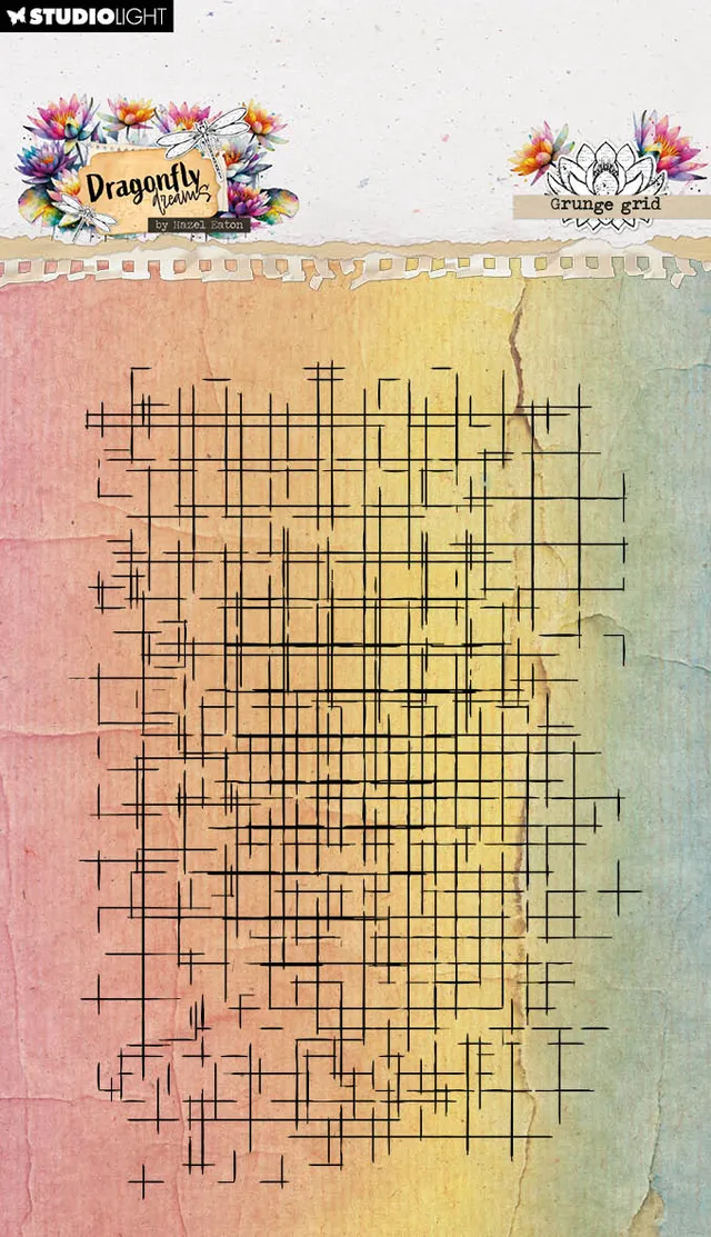Studio Light Hazel Eaton Dragonfly Dreams Grunge Grid klarstempel
