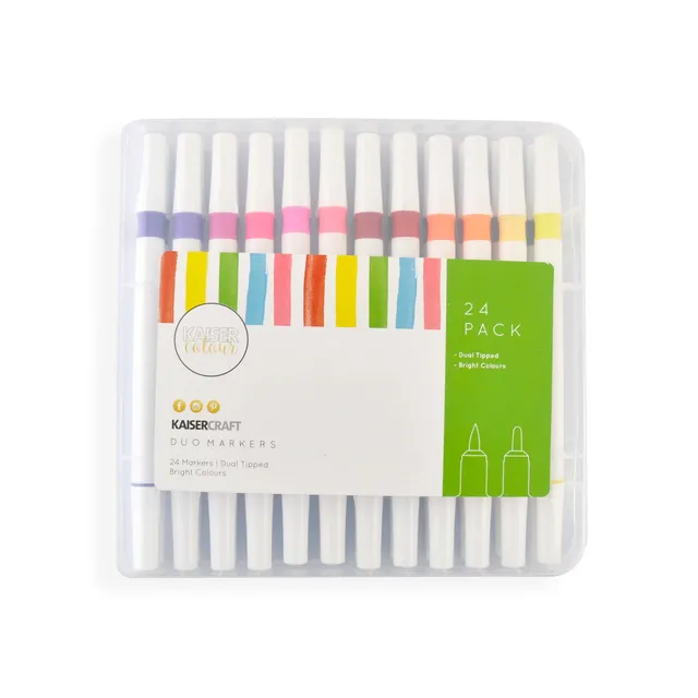 KaiserCraft Kaisercolour Duo Markers 24pk tusjer 24 farger dobbel tupp