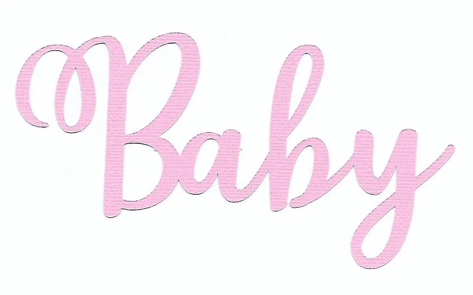 Papirglede Baby die-cut ord lyserosa 14x7,5 cm