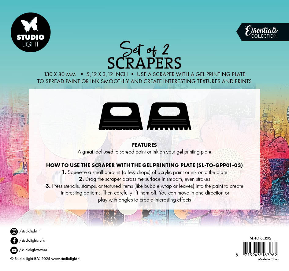Studio Light Essentials Scrapers Set 2 skraper 2 stk gelprint