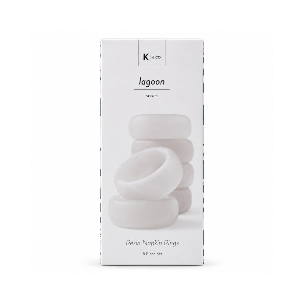 KaiserCraft K&Co Lagoon serviettringer hvite resin 6-pk