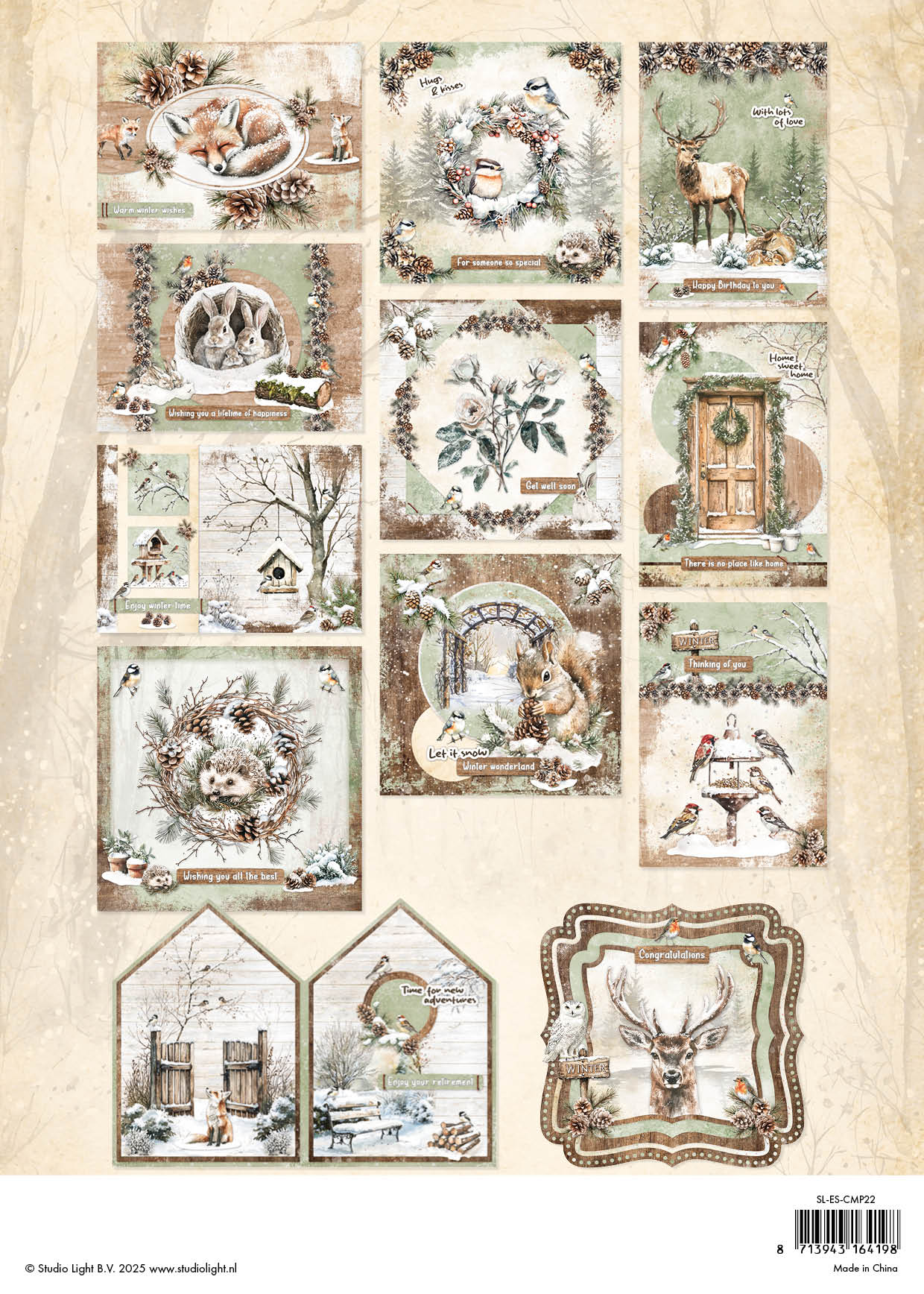 Studio Light Essentials Winter Woodland papirblokk 14 ark